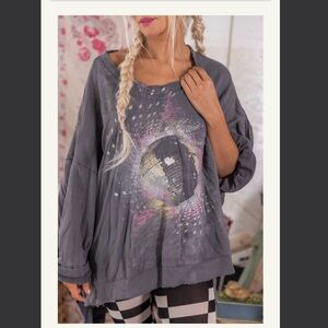 Magnolia Pearl Cotton Knit Oversized Hi Lo Disco Ora Francis Pullover NWT Ozzy